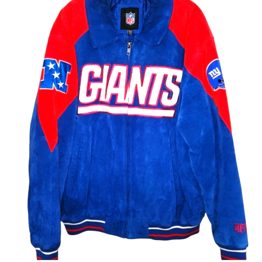 NFL, XXL Men's Giants Blue suede leather jacket